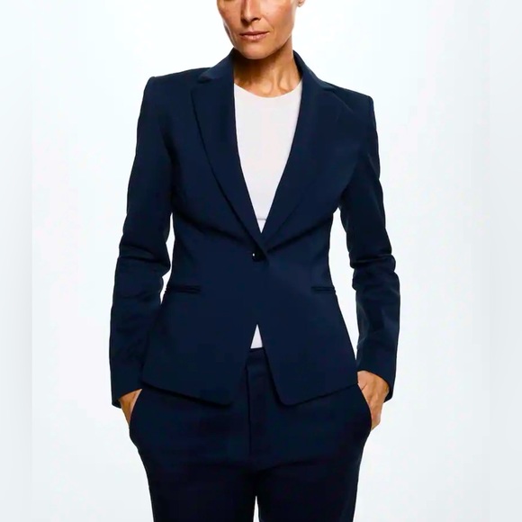 Mango Navy Blazer Size 6 - Picture 1 of 14